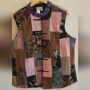 Coldwater Creek Womens Embroidered Patchwork Vest Size L